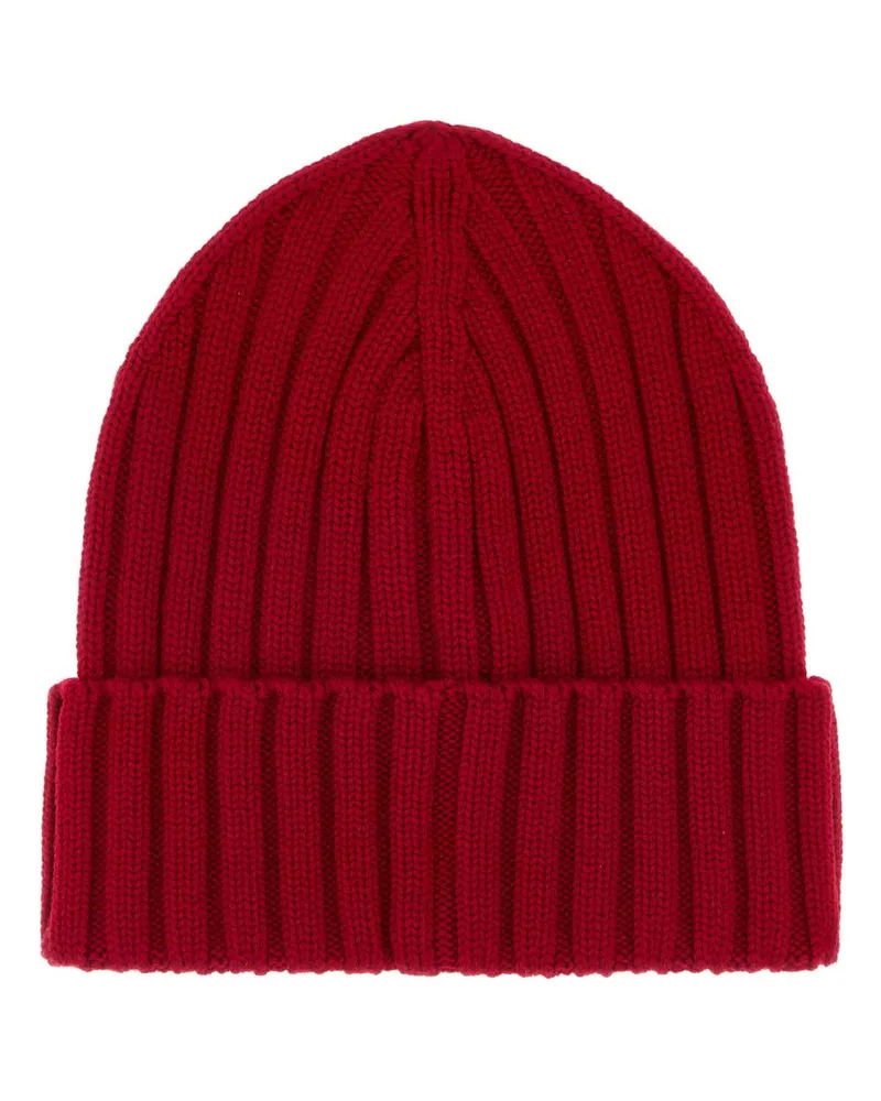 Moncler Women's Red Wool Beanie Hat 456 Exterior: Virgin Cuffie Red