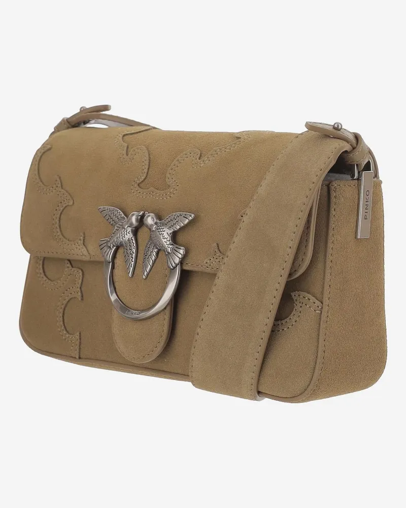 Pinko Women's Shoulder Bag Love One Pinecone Suede Beige