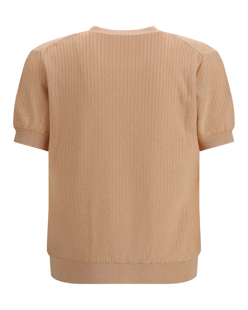 Piacenza Cashmere Men's Cotton And Silk Blend Sweater Arancione Bianco Orange