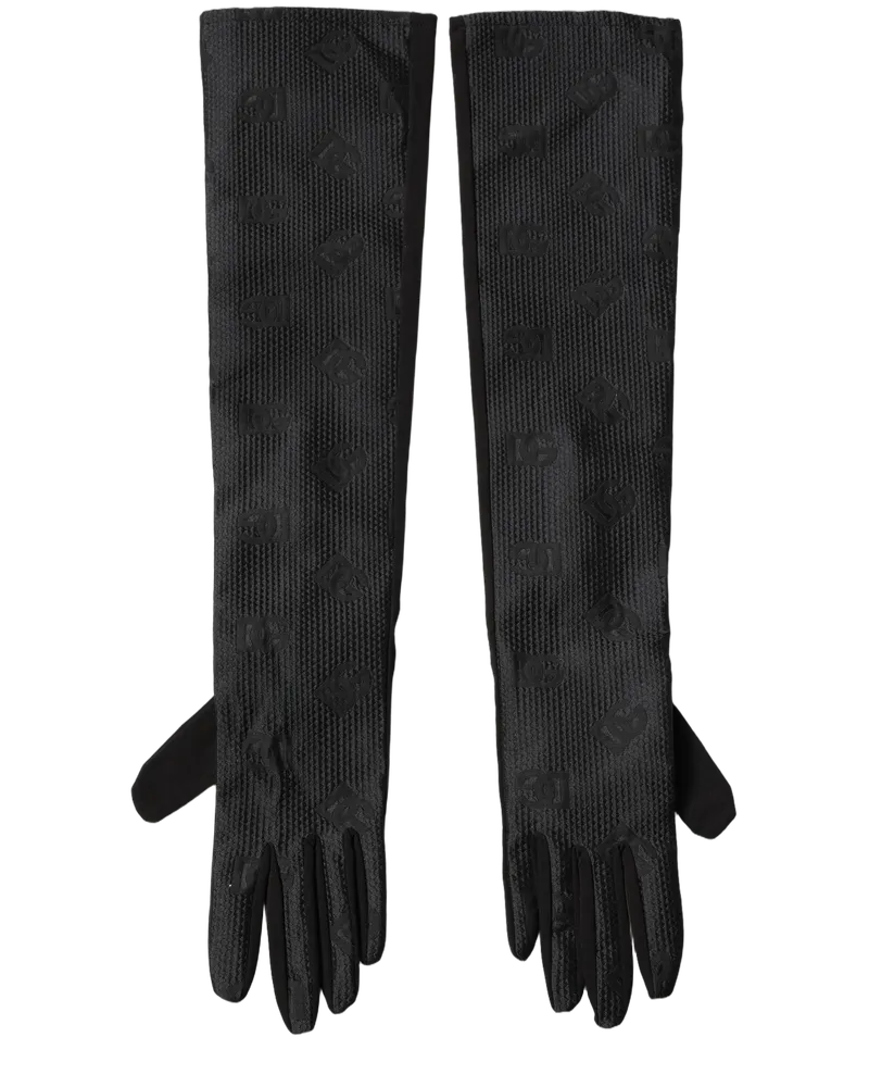 Dolce & Gabbana Viscose Elbow-Length Gloves — Black Black