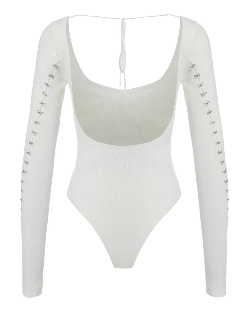 Anna October Women's Long Sleeve Knitted Body White Viscose Tops Top White