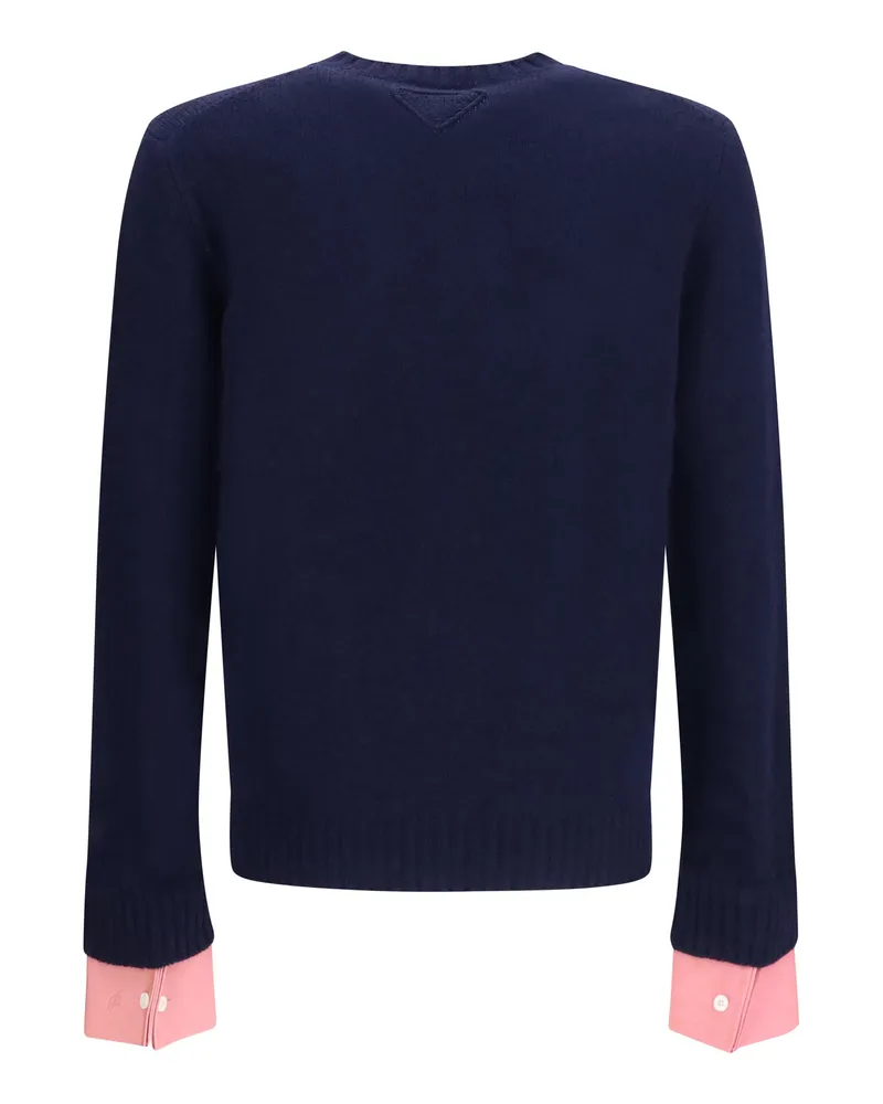 Prada Merino Wool Crewneck Sweater — Navy Navy