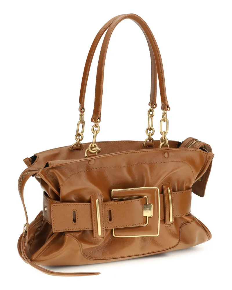 Balmain Women's Anthem Bag Calfskin 8df Caramel Calf Suede Handbags Hand Brown