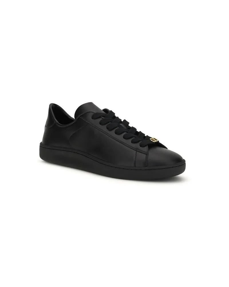 Valentino Garavani Men's Black Calf Leather Bos Taurus Sneakers Black