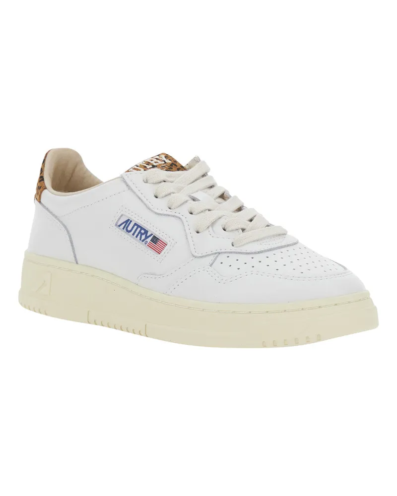 AUTRY Women's Leather Sneakers White Leopard Details Trainers White