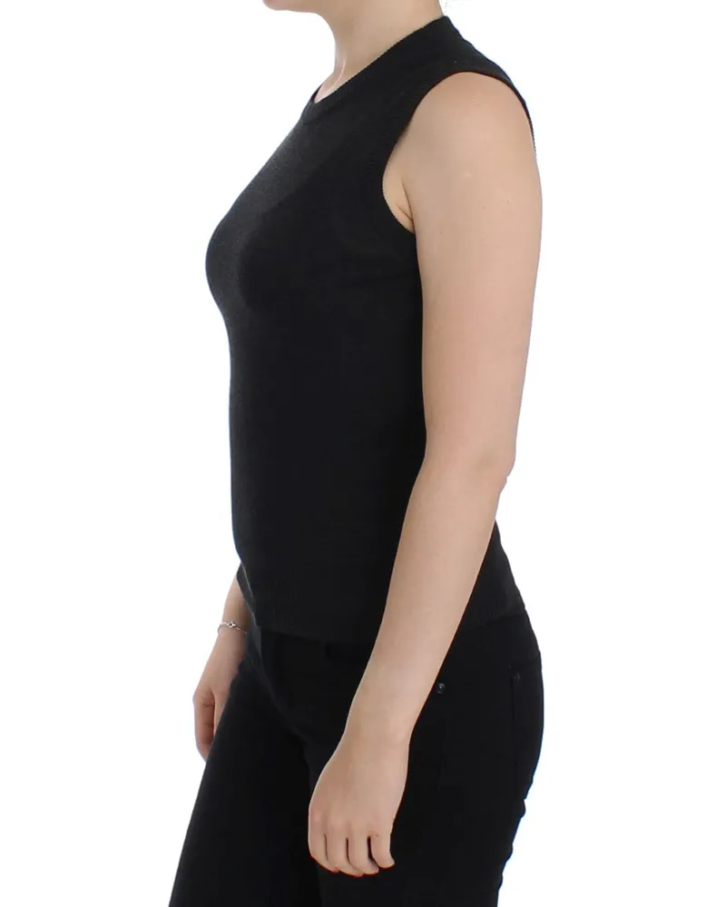 Dolce & Gabbana Women's Black Sleeveless Crewneck Vest Pullover Cotton Clothing Black