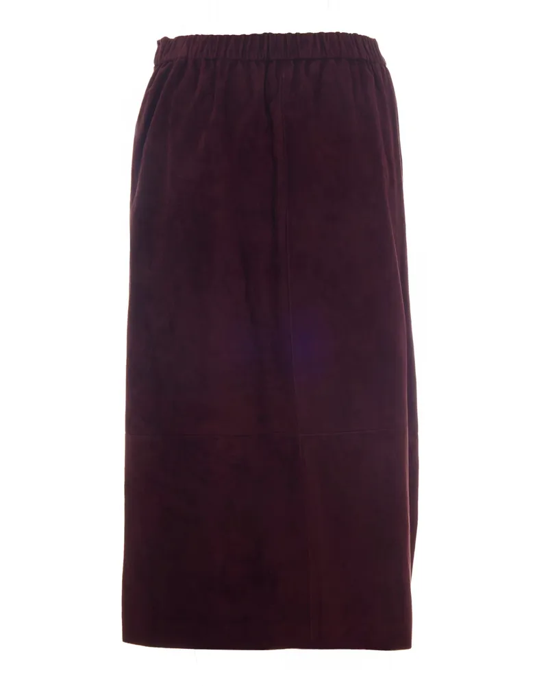 Max Mara Women's Skirt Gazza Dark Red Lamb Suede Red
