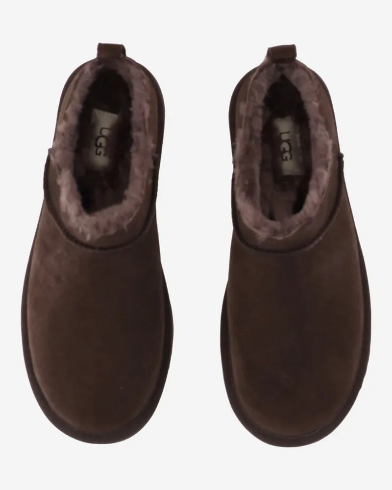 UGG Women's Ankle Boots Classic Micro Suede Dark Brown Brown