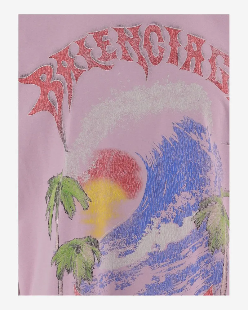 Balenciaga Women's T-Shirt Printed Cotton Pink T-Shirts & Jerseys Pink