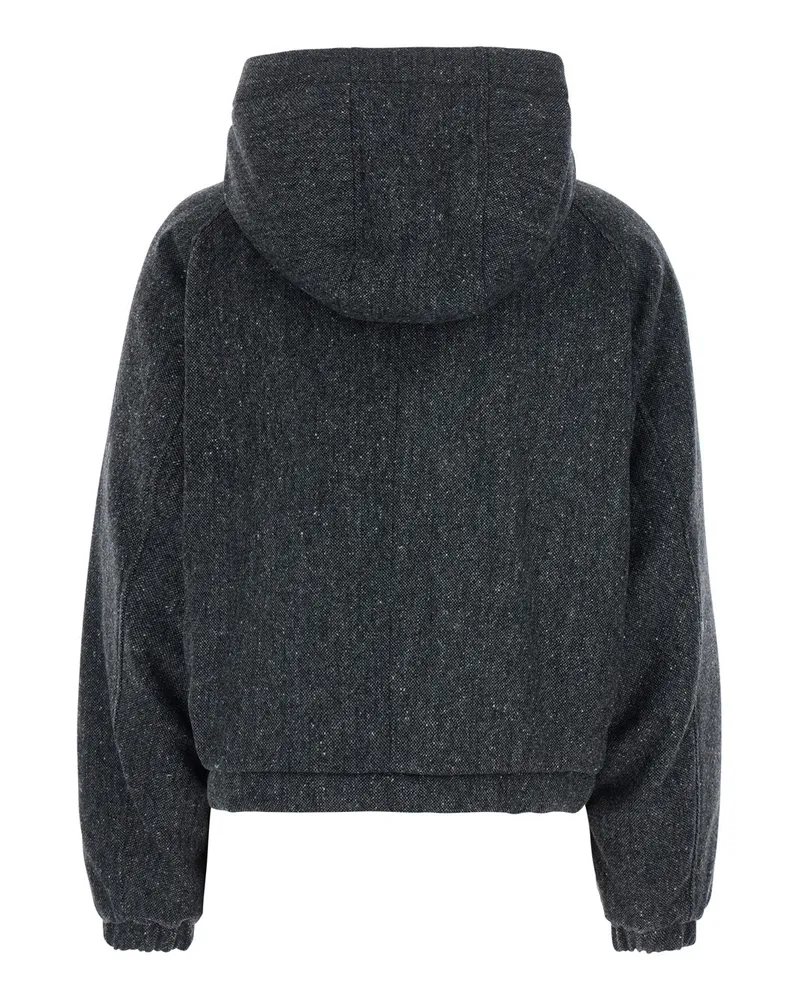 Brunello Cucinelli Women's Down Jacket Grey Wool Blend Virgin Puffer Gray