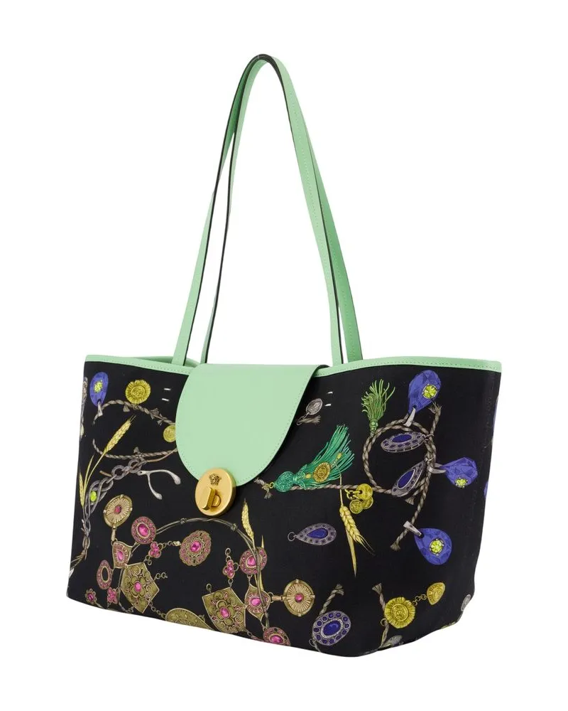 Versace Women's St. Broken Jewels Tote Multicolor Cotton Multicolor