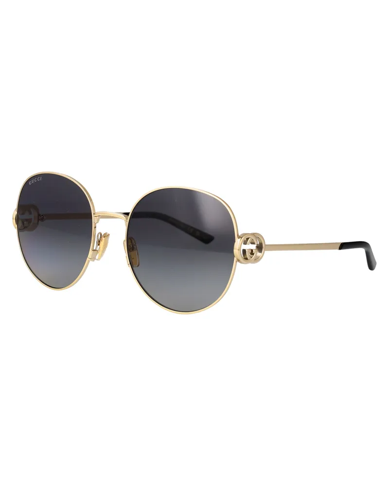 Gucci GG2047S Round Metal Frame Sunglasses — Gold Gold