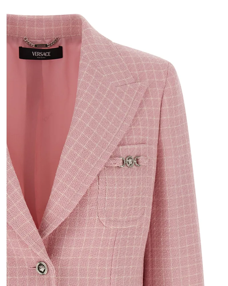 Versace Virgin Wool Textured Blazer — Pink Pink