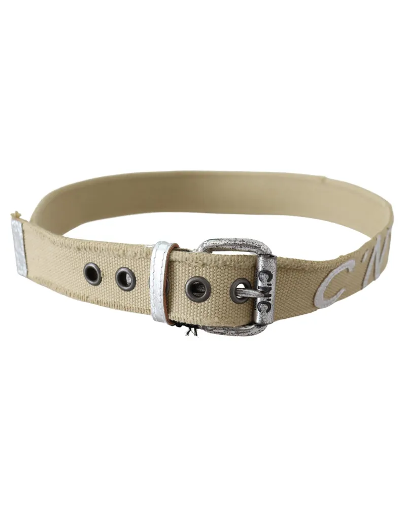 CoSTUME NATIONAL Women's Beige Cotton Rustic Logo Buckle Belt Beige