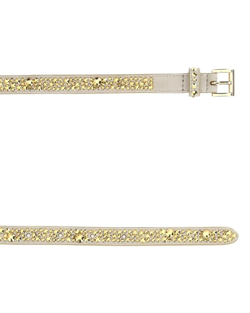 Prada Women's Embellished Suede Belt Silver Exterior: Cinture Silver
