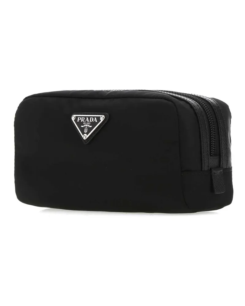 Prada Men's Black Re-Nylon Beauty Case Nero Poliammidericiclata-Vitello Accessory Black