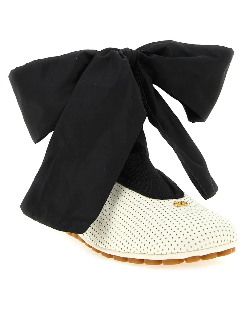 Valentino Garavani Women's Bicolor Lamb Leather Ballet Flats White