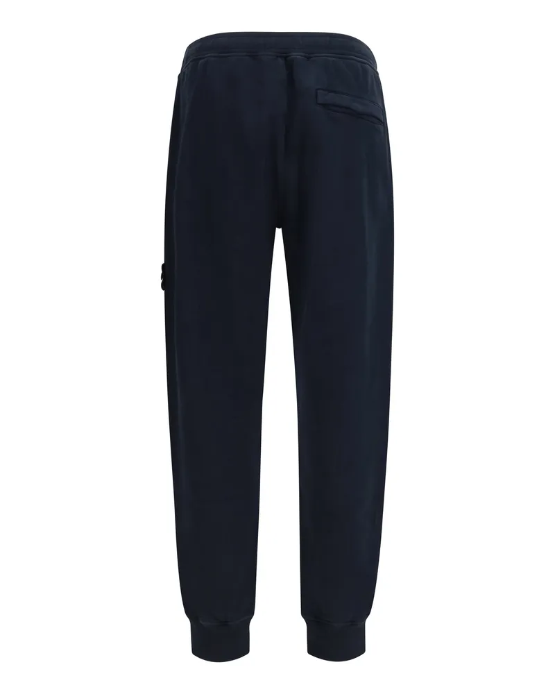 Stone Island Men's Sweatpants Logo Patch Navy Blue Cotton Sweatshirts Sweater Navy
