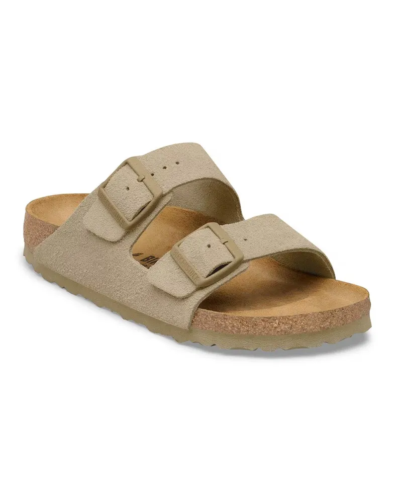 Birkenstock Unisex Slides Arizona Khaki Suede Slippers Flat Shoes 
