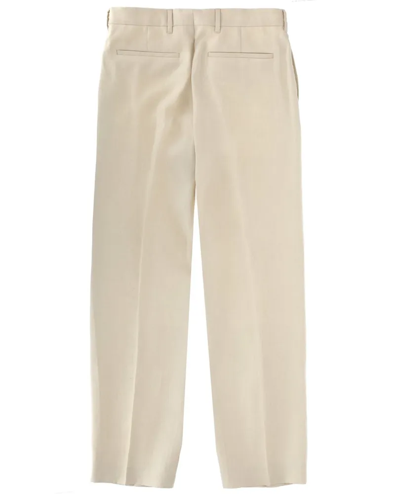 Paul Smith Tailored Pleated Linen Trousers — Beige Beige