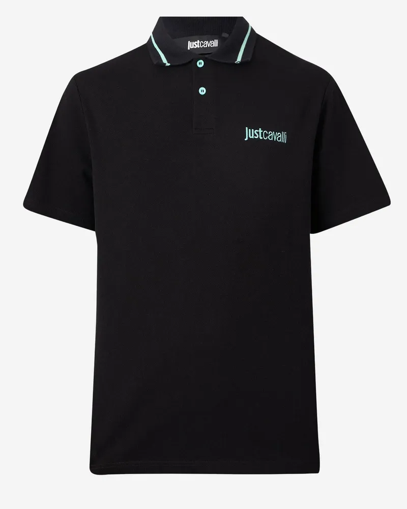 Just Cavalli Men's Polo Shirt Cotton Black T-shirts And Polos Black
