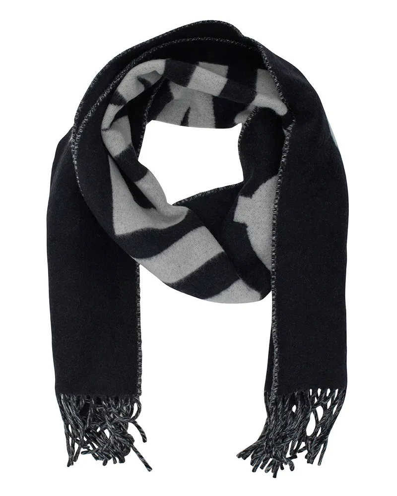 Jacquemus Logo-Embroidered Wool Scarf — Black Black