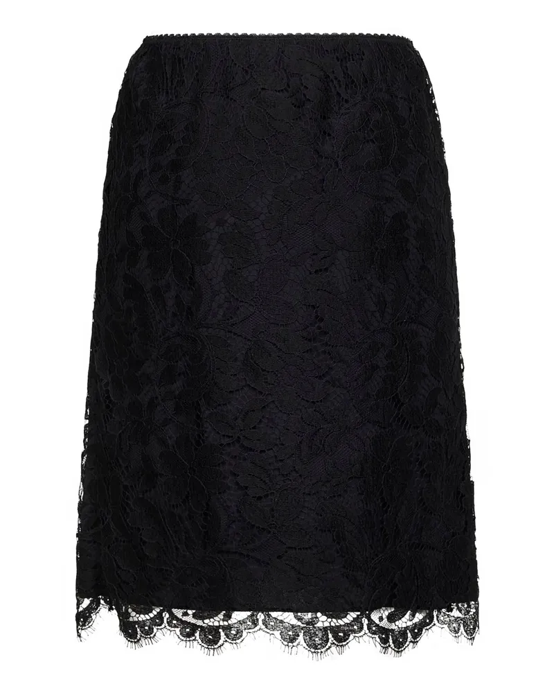 Chloé Women's Black Floral Lace Straight Skirt Cotton Black