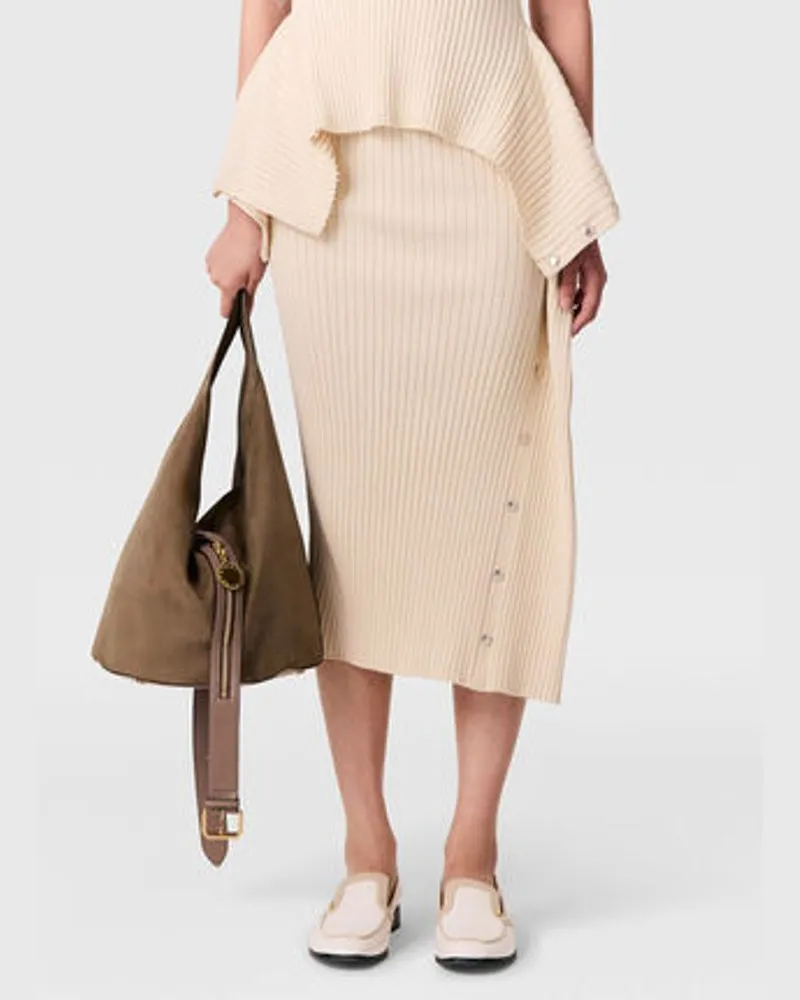 Stella McCartney Ribbed Knit Skirt — Cream Cream