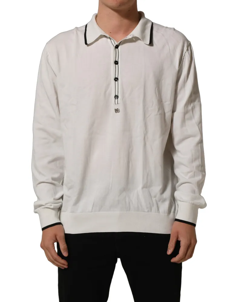 Dolce & Gabbana Silk-Cotton Blend Polo — White White