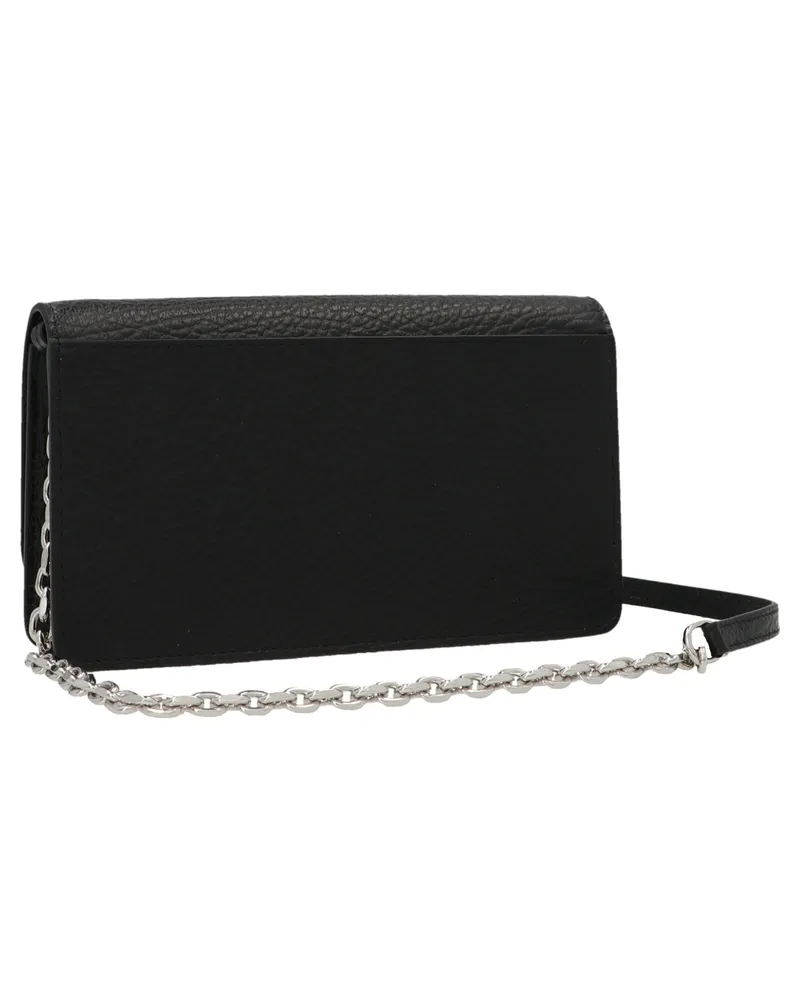 Maison Margiela Four Stitches Leather Wallet on Chain — Black Black