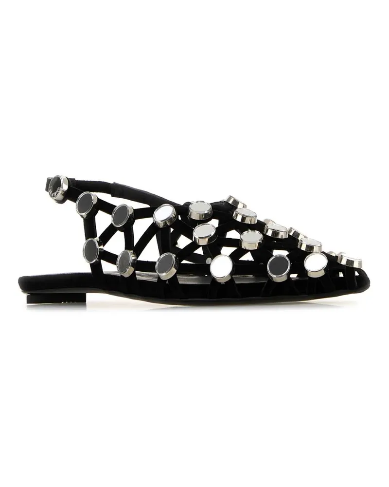 ATTICO Women's Black Suede Grid Ballerinas Ballerine Flat Shoes Black