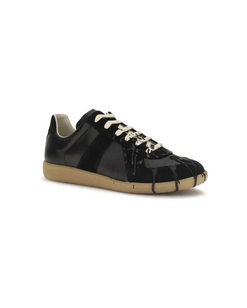 Maison Margiela Men's Black Suede Leather Athletic Sneakers Black