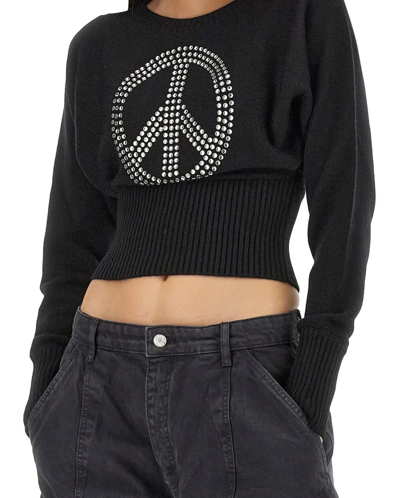 Moschino Peace Symbol Virgin Wool Sweater — Black Black