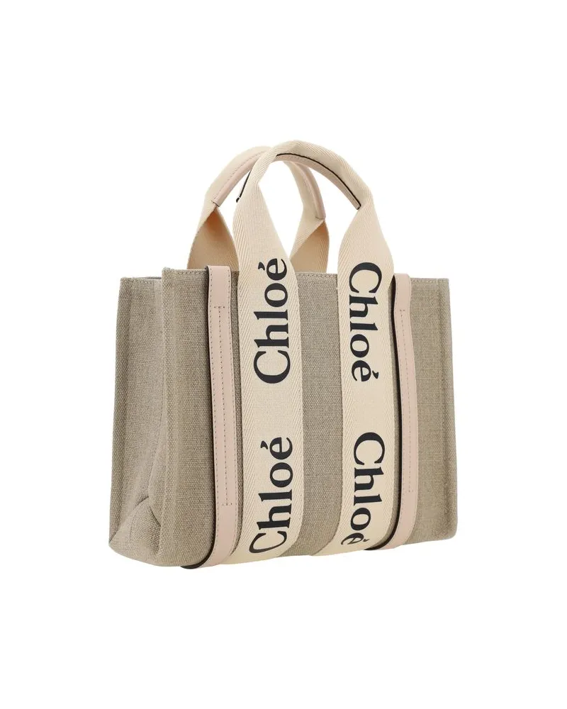 Chloé Women's Brown Linen Handbag Bag Beige