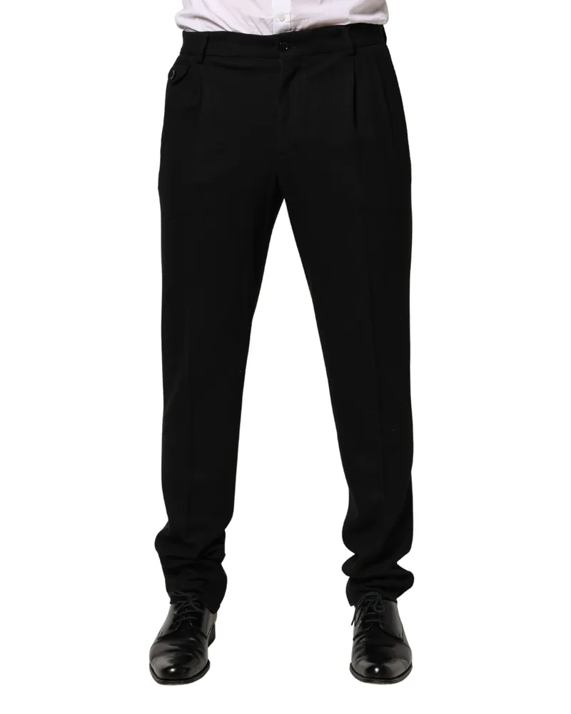 Dolce & Gabbana Men's Virgin Wool Dress Trousers Black Black
