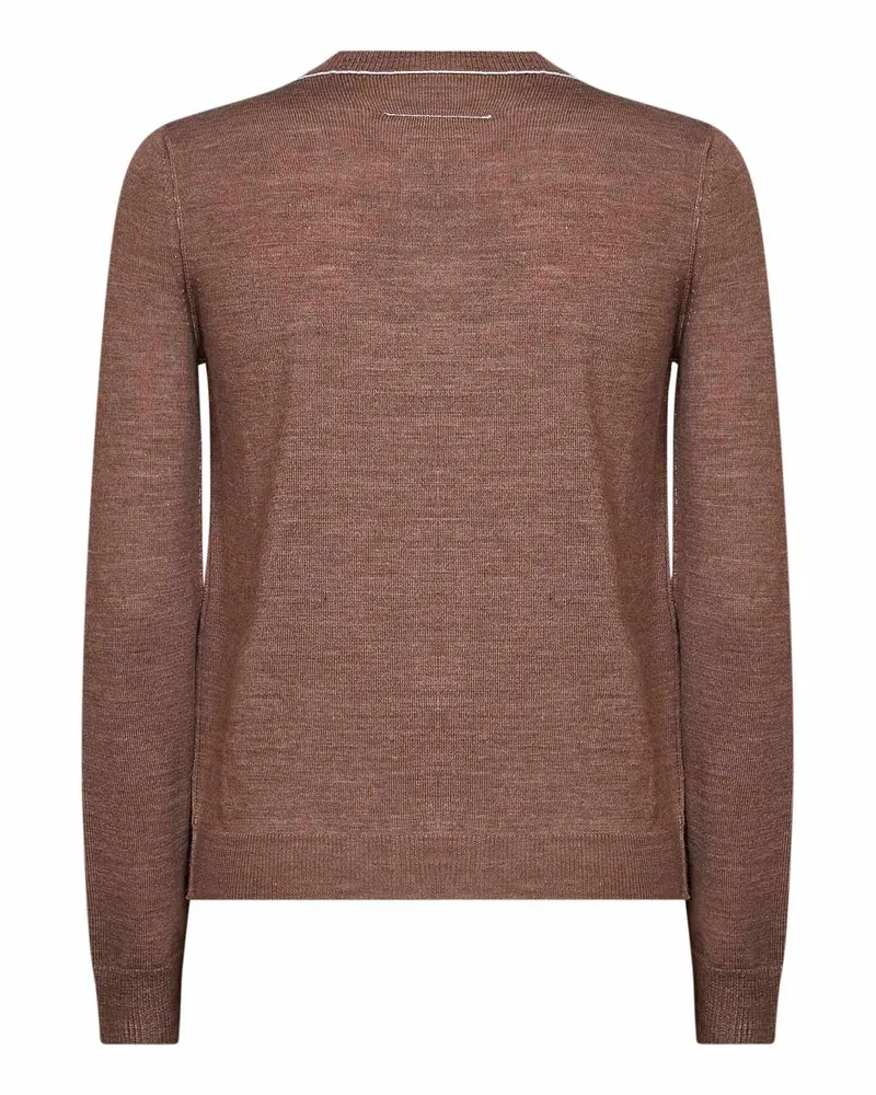 Maison Margiela Women's Cardigan Light Brown Wool Blend Virgin Cardigans Sweater Brown