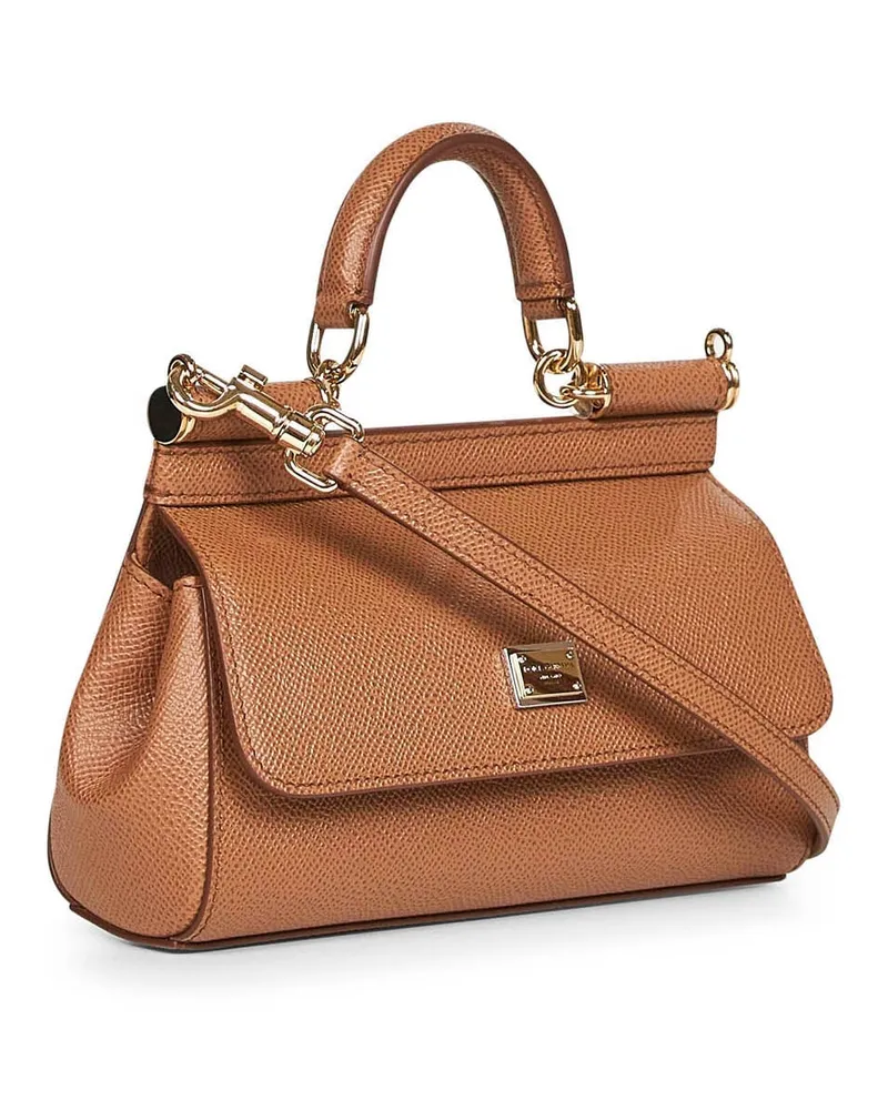 Dolce & Gabbana Women's Handbag Sicily Camel Calf Leather Handbags Hand Bags Camel