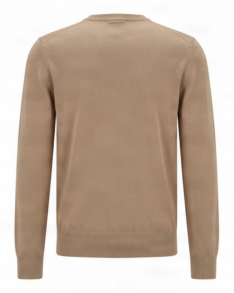 HUGO BOSS Virgin Wool Crew-Neck Sweater — Beige Beige