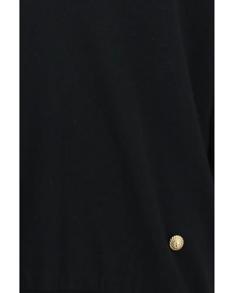 Balmain Women's V-Neck Sweater, Black Merino Wool Black