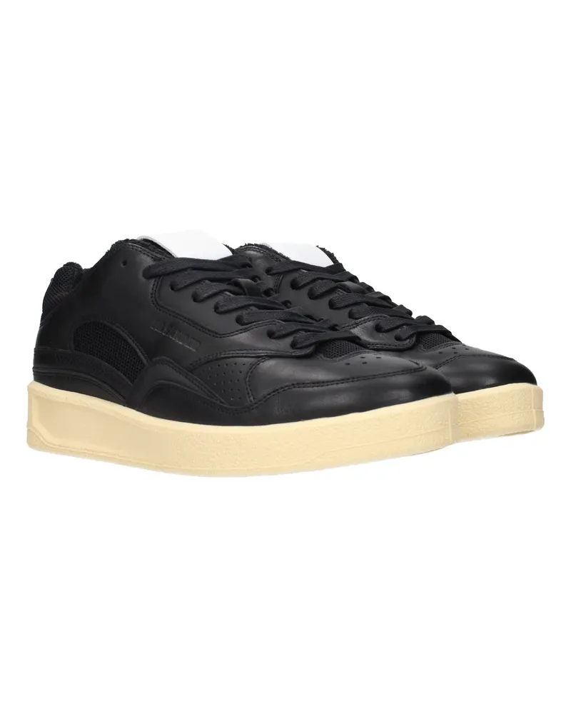 Jil Sander Leather Low Top Sneaker — Black Black