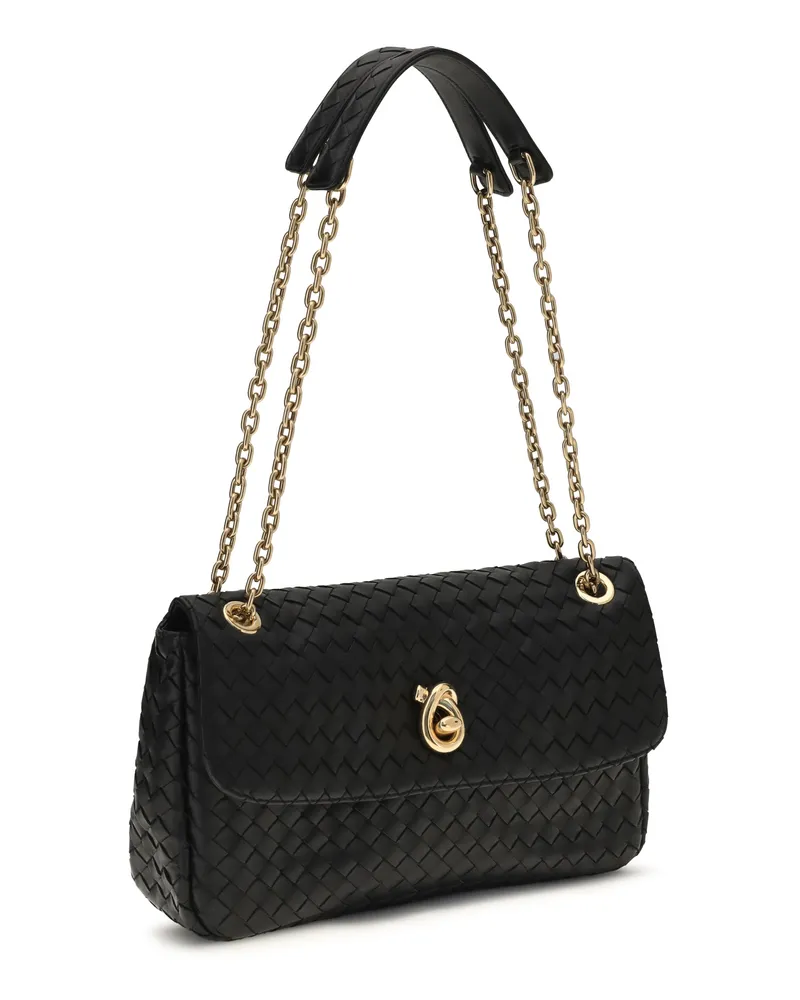 Bottega Veneta Women's Shoulder Bag Intreccio Black-Brass Lamb Leather Black/brass Black