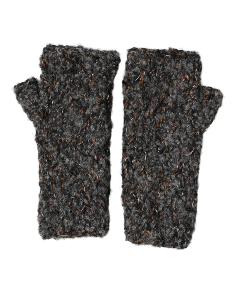 Dolce & Gabbana Gray Virgin Wool Knitted Fingerless Men Gloves Pa+wp+ws+wv Gray