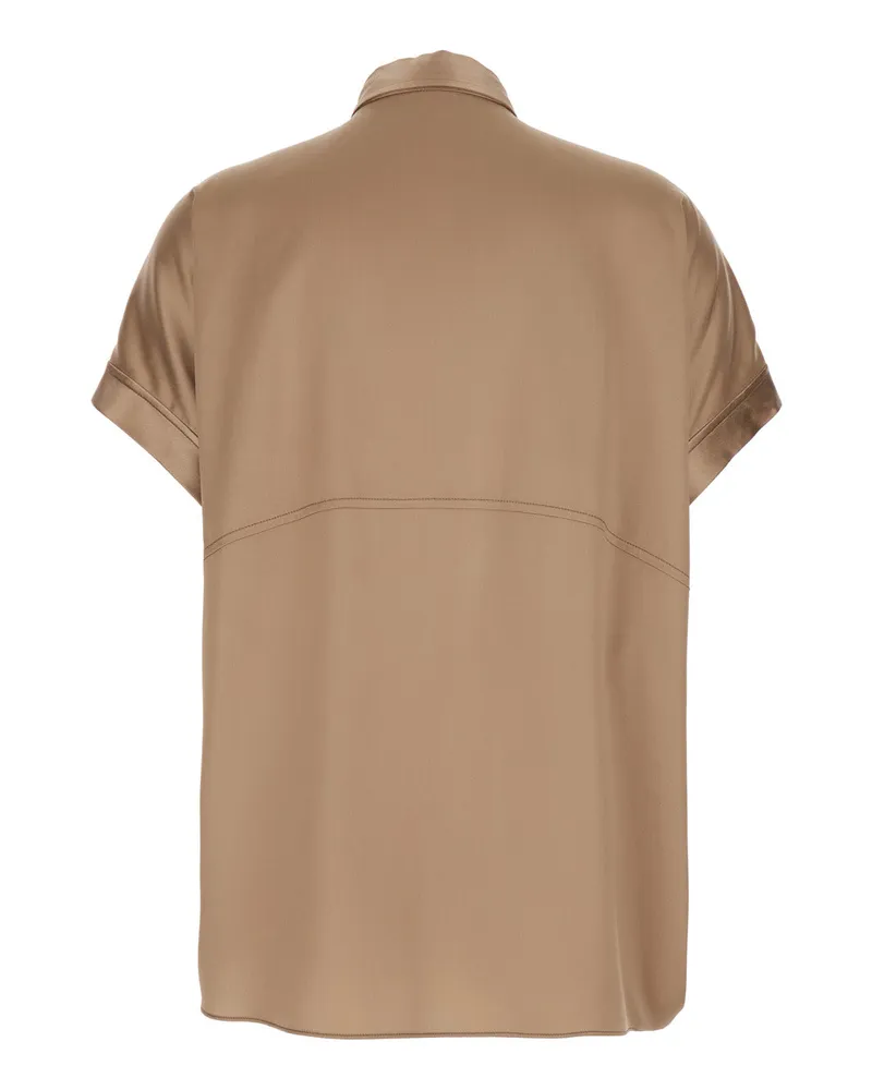 Brunello Cucinelli Women Shirt Stretch Silk Beige Blouses Beige