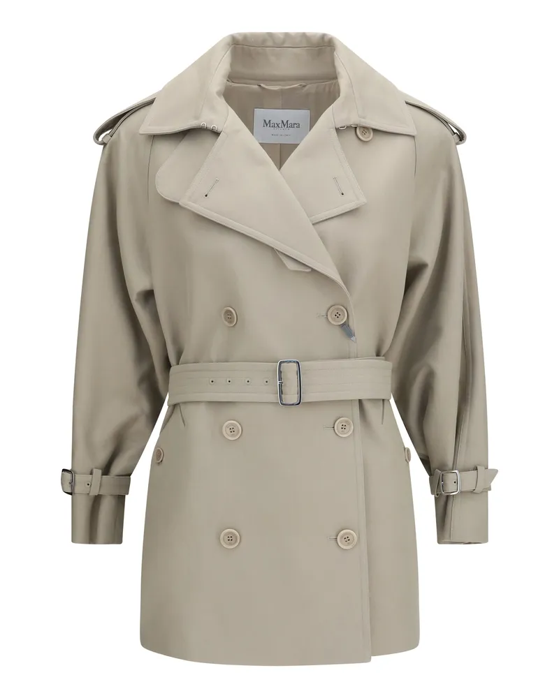 Max Mara Double-Breasted Cotton Trench Coat — Beige Beige