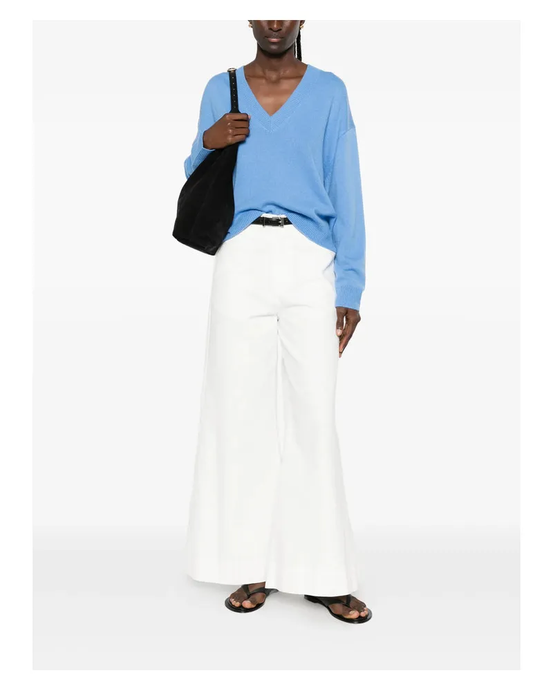 Anine Bing V-Neck Knit Sweater — Blue Blue