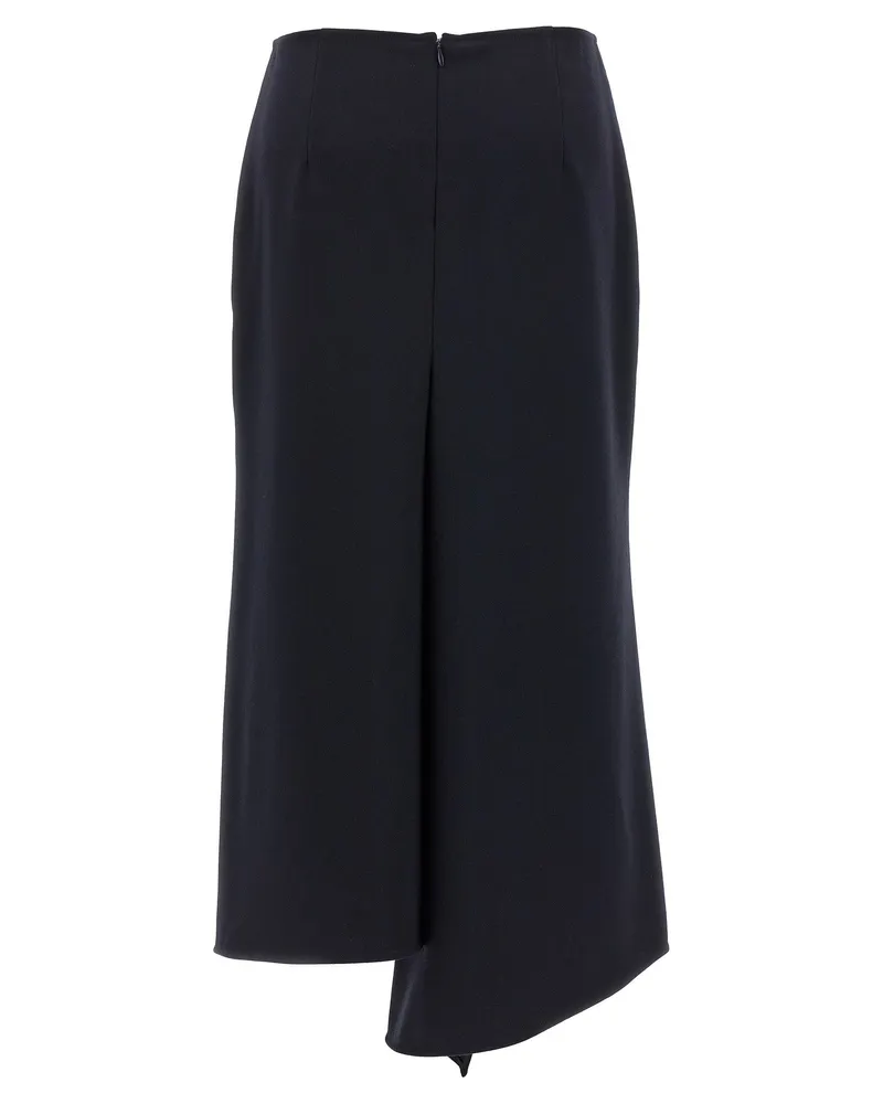Victoria Beckham Kick Detail Wool Crêpe Skirt — Black Black