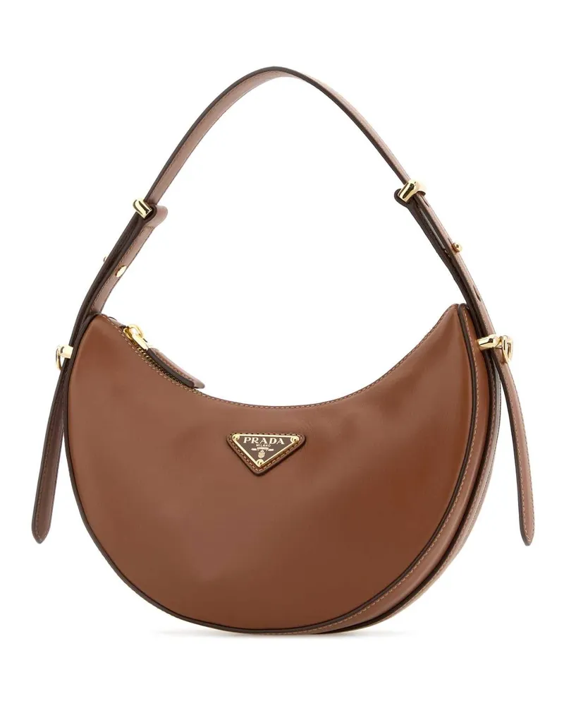 Prada Women's Leather Hobo Shoulder Cognac Brown