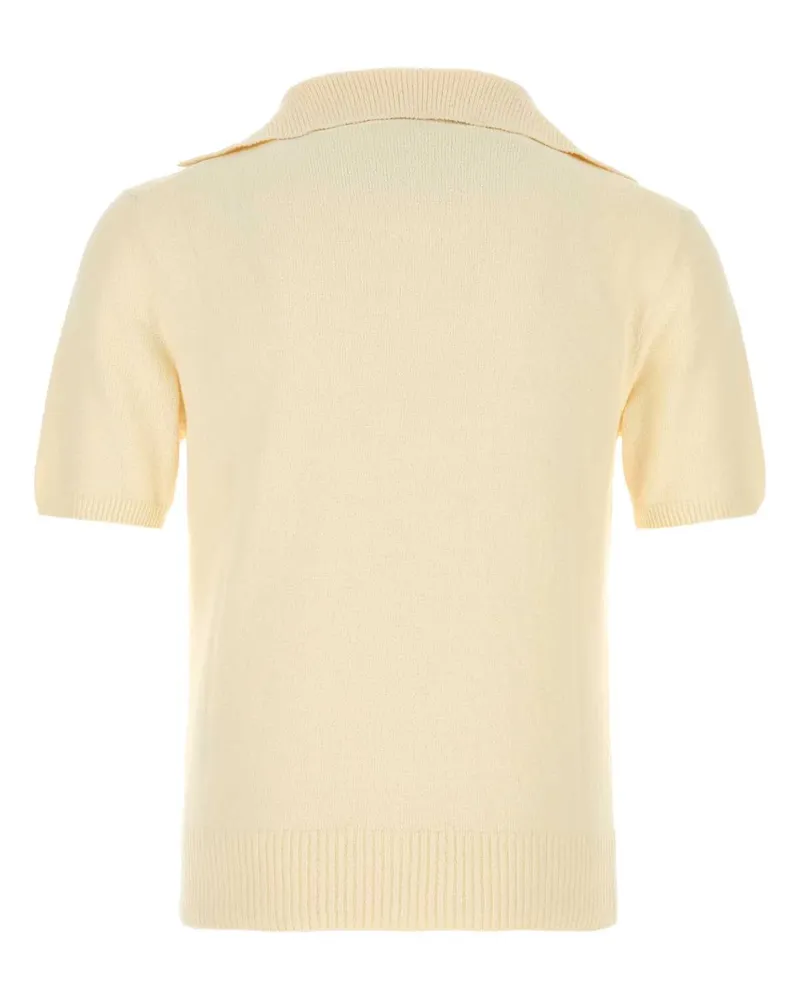 Dolce & Gabbana Men's Cream Cotton Blend Polo Shirt Beige Exterior: Nylon Beige