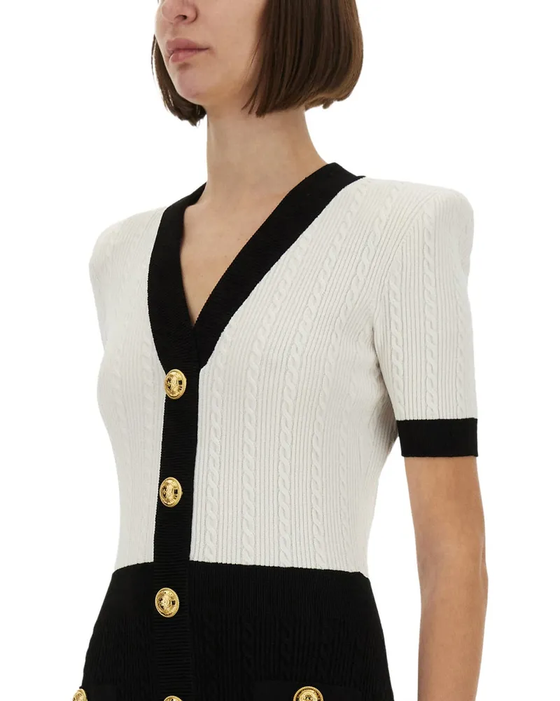 Balmain Two-Tone Bodycon Dress — Multicolor Multicolor