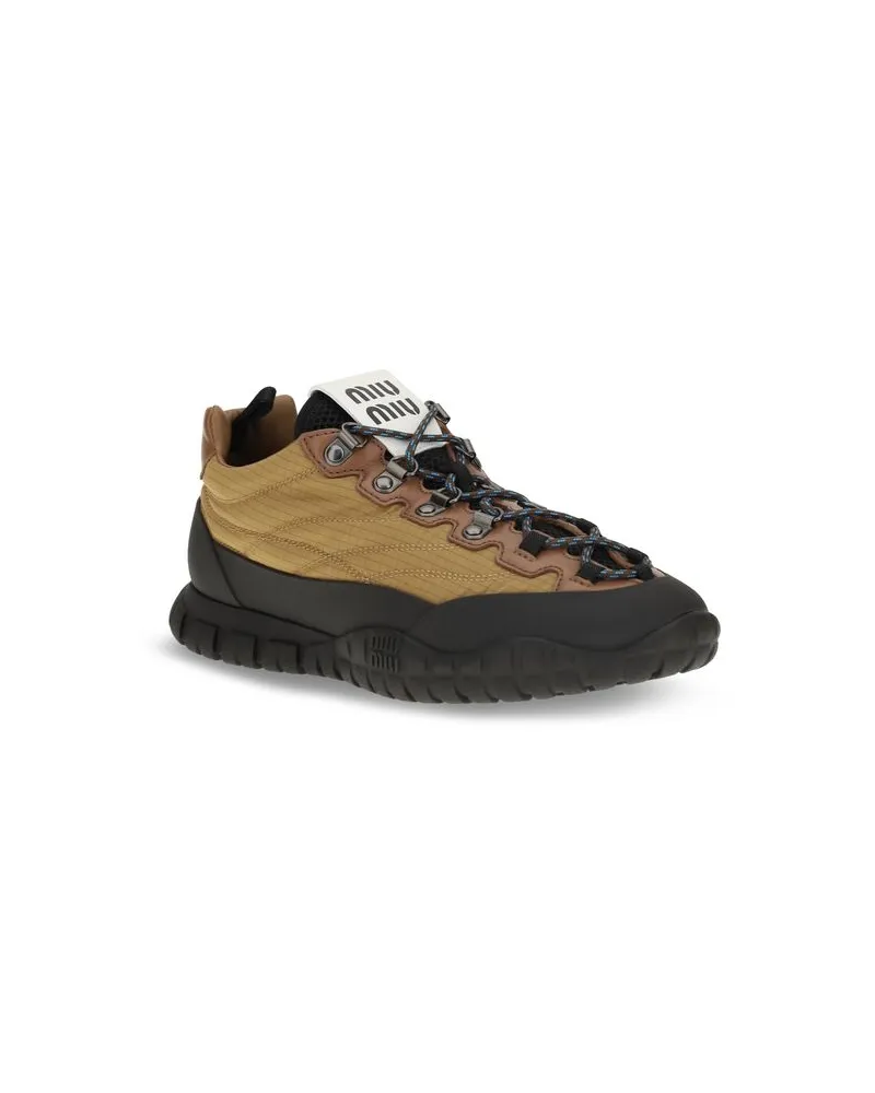 Miu Miu Ripstop Polyamide Sneakers — Beige Beige
